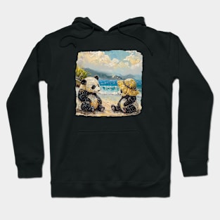 Two Pandas on the Beach Hoodie